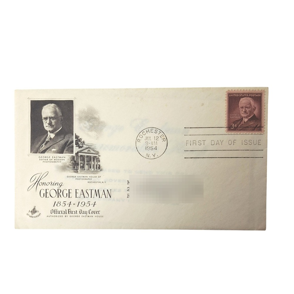 1954 George Eastman First Day Cover Photography Stamp Rochester NY ArtCraft FDC